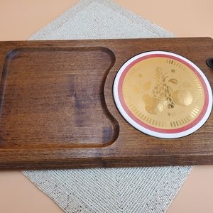 Vintage Fred Press Wood MCM Cheese Board Made In Japan 1960s Mid Century Modern